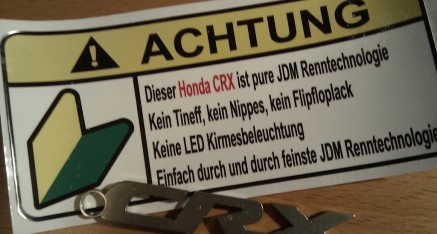 www.alles-liebesgeschenke.de: cooler Aufkleber für den Rex und einen CRX-Schlüsselanhänger aus Aluminium
